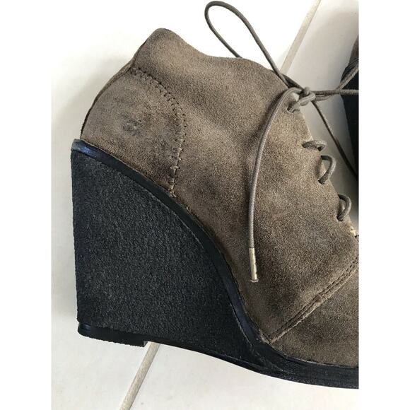 Rag & Bone Odval Suede Lace Up Platform Wedge Booties Olive - Picture 5 of 12